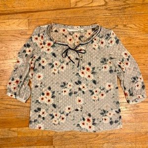Lauren Conrad Floral Semi Sheer 3/4 Sleeve Blouse